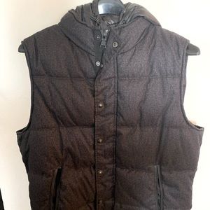 EXPRESS Men’s Black Puff  Zipper Hood Vest